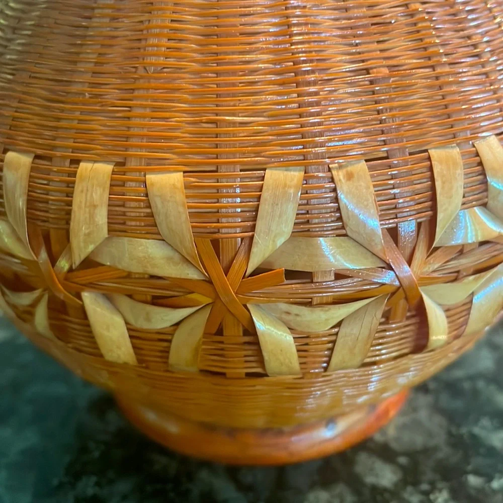 Vintage Chinese Woven‎ Vase with Liner